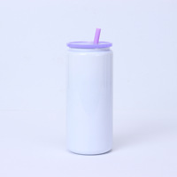 Taza de masón de sublimación térmica de 16OZ, termo de acero inoxidable con tapa de color, taza de vacío de paja de plástico de colores