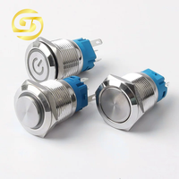 Interrupteur à bouton-poussoir de 16 mm avec LED et signal d'alimentation, interrupteur momentané métallique étanche à verrouillage automatique 3V 5V 6V 12V 24V 220V