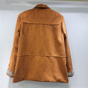 Giacca in Denim Lavato con Paillettes e Strass, Giacca da <span class=keywords><strong>Donna</strong></span> con Decorazioni Floreali in Perline e Diamanti - Product Image 2