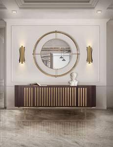 Buffet <span class=keywords><strong>Anthony</strong></span> de design italien, en bois de noyer naturel, avec dessus en marbre blanc, meuble de rangement en métal, meuble de luxe - Product Image 3