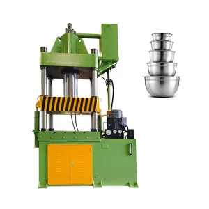 Prensa hidráulica de dibujo profundo, máquina de prensa hidráulica de placa de acero de 4 columnas para utensilios de cocina de aluminio