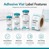 Étiquettes personnalisées pour flacons de peptides 3ml 5ml 10ml, autocollants adhésifs en rouleau, étiquettes de petite taille sur mesure, fournisseur d'impression d'emballages