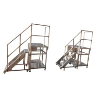Petit escalier de sécurité en profilé d'aluminium assemblé industriel OEM marchepieds échelles pliantes mobiles avec pieds niveleur de jambes