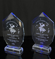 Trofeo de Cristal Personalizado con Luz, Torre de Cristal Tallada en Diamante, Placa de Cristal en Blanco con Base de Luz LED MH-N525
