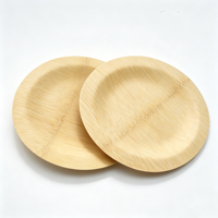 Assiettes rondes en bambou naturel, réutilisables, jetables, écologiques, pour le camping