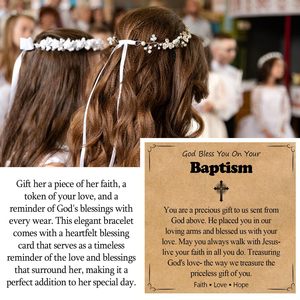 Pulsera de Cruz para <span class=keywords><strong>Bautizo</strong></span>, Decoraciones Coloridas con Cuentas, Joyería de Fe y Esperanza con Tarjeta para Niñas y Niñas Bautizadas - Product Image 4