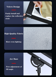 Réflecteur incurvé en forme de U de 60x180 cm avec support, réflecteur argenté, <span class=keywords><strong>noir</strong></span>, blanc, or, diffuseur, kit pliable - Product Image 3