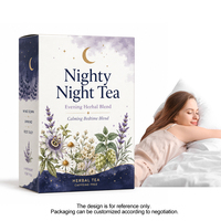 Thé de Nuit aux 6 Plantes |   Saveur Mentholée Sucrée d'Agrumes avec Verveine Citronnée et Fleur de Tilleul |   Marque privée OEM
