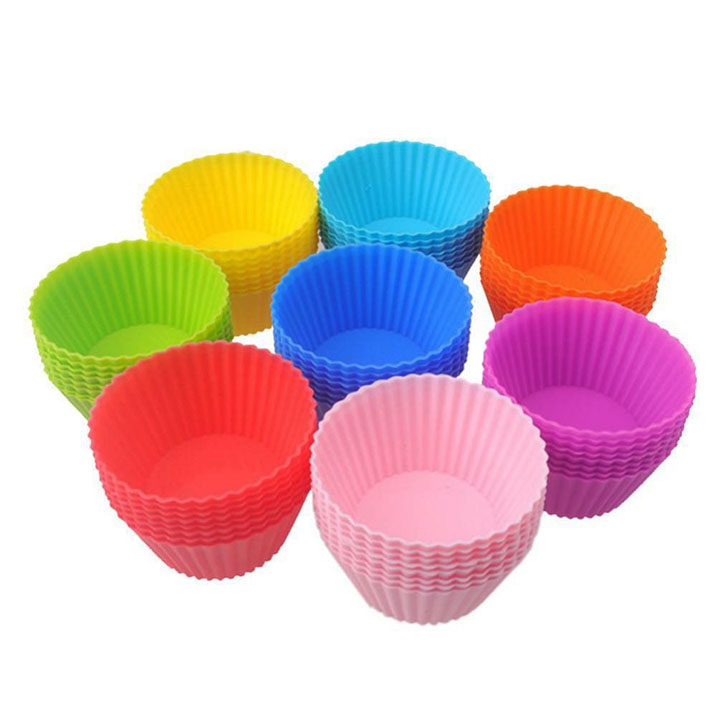 Multicolor Facile Da Pulire 12 Pack Non-stick Silicone Muffin Coppe BPA Libero Fodere Del Bigné Del Silicone Riutilizzabile Tazze di Cottura