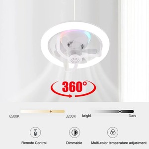 Ampoule Ventilateur de Plafond E27 avec Lumière LED, Télécommande, Couleurs RGB Dimmables, Lampe Ventilateur pour Éclairage Domestique - Product Image 6
