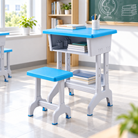 Ensemble de mobilier scolaire en gros : Bureau et tabouret pour étudiant à hauteur fixe, ensemble de bureau de classe en PP pour l'approvisionnement de projets éducatifs