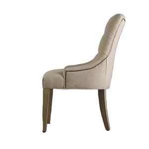 TOSEE Chaise de salle à manger rembourrée moderne élégante, nature, blanche, style ferme, têtes de clous brillantes, pieds en bois et caoutchouc pour la maison, hôtel - Product Image 5