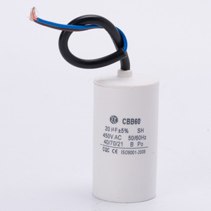Condensateur de démarrage CBB60 20µF 450V CA avec câble gainé pour moteur de machine à laver - Product Image 1