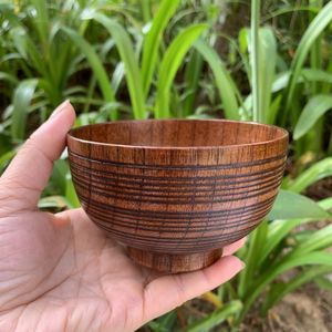 Bol à riz en bois de jujube 20-20,9 cm, fait main, compatible micro-ondes, vaisselle - Product Image 3