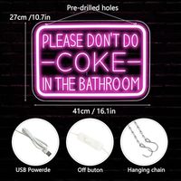 Pensez à laisser tomber la phrase « Please Dont Do Coke in the Bathroom » de votre enseigne néon pour la décoration murale, la lumière LED néon pour les salles de bain, les bars et les clubs, et les toilettes.
