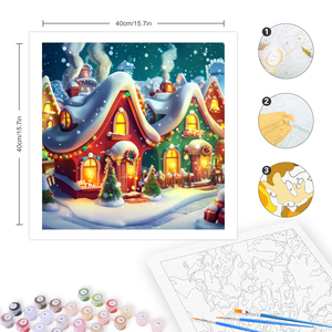 CHENISTORY Navidad pintura por números Kits nieve <span class=keywords><strong>casa</strong></span> dibujo sobre lienzo imagen por números para adultos Diy regalo - Product Image 2