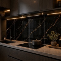 Panneau mural en marbre UV WYRAX 1220x2440mm 5mm Noir Or Marbre Luxe Haute Brillance Étanche pour Showroom