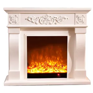 Nhà Máy Cung Cấp Trực Tiếp Thanh Lịch Gỗ Màu Trắng Tường Lò Sưởi Gắn Ngoài Trời Surround Mantels