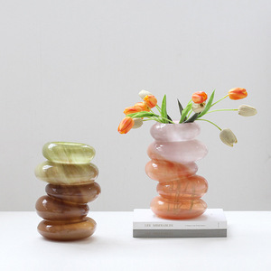 Vase en verre dégradé <span class=keywords><strong>couleur</strong></span> bonbon, style INS nordique, luxe léger, créatif, pour fleurs fraîches, décoration de bureau, forme de <span class=keywords><strong>chenille</strong></span> - Product Image 2