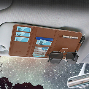 Multiuso <span class=keywords><strong>Auto</strong></span> parasole custodia con Multi-pockets in pelle PU Organizer per carte di credito e occhiali - Product Image 4