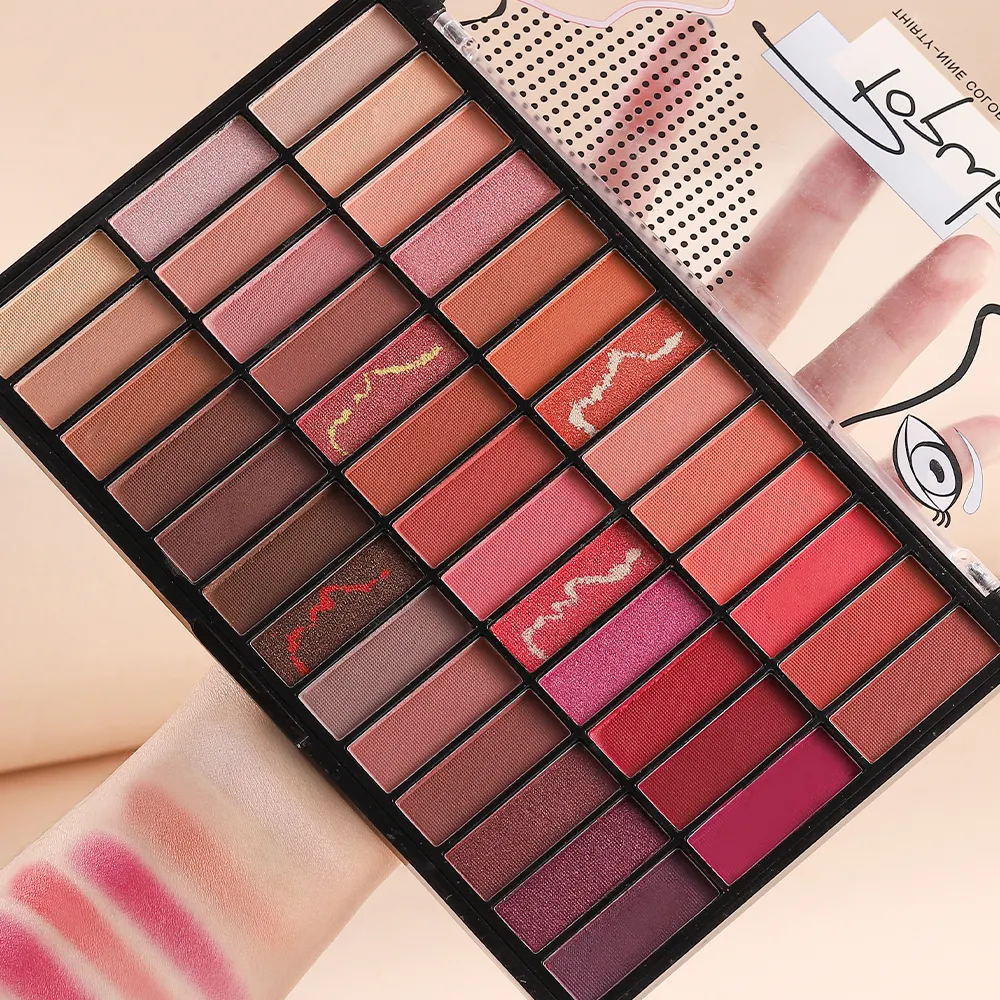 Palet Eyeshadow berkilau metalik pelangi, pigmen tinggi 39 warna, palet Eyeshadow tahan lama, Eyeshadow ajaib berkilau