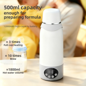 Draadloze elektrische draagbare 500ml USB-waterkoker pasteurisatie 316L roestvrij staal babyvoeding melkwarmer voor reizen, thuis en hotel - Product Image 4