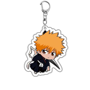 Porte-clés en acrylique Anime <span class=keywords><strong>Bleach</strong></span>, figurines de dessin animé Kurosaki Ichigo <span class=keywords><strong>Ishida</strong></span> Uryuu avec menottes, élégant et charmant pour sac, cadeau - Product Image 2
