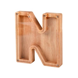 Hucha con forma de letra, hucha de madera para niños, hucha de acrílico transparente con forma de animal, fábrica de madera, venta al por mayor transfronteriza. - Product Image 4