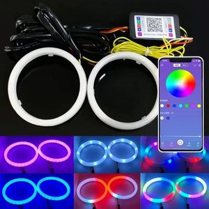 COB Angel Eye LED Lumière RVB Couleur APP contrôle Cercle Anneau Ouverture Lampe Universelle 60mm ~ 120mm pour Voitures Motos - Product Image 4