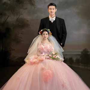 Floral Wedding Dress Ball Gown Strapless Empire Waist Tulle Pink For Photography - Product Image 4