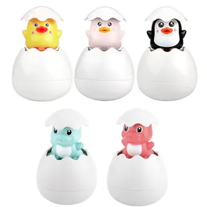 Selected Cute Duck Penguin Hatching Egg Animal Fancy Plastic Water Squirt Bath Toy For Children Interaction Play