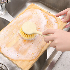 Cepillo de paja de trigo con mango largo, multifuncional, para limpiar ollas en la cocina, con cerdas de bambú. - Product Image 2