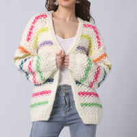 Maßgefertigte Damen Baumwoll-Strickjacke mit Stickerei, Atmungsaktiver Klassischer Cardigan, Strickware, Herbst-Winter-Oberbekleidung