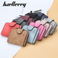 Dompet Tangan Kulit PU Matte Baellerry Wanita Model Pendek dengan Slot Kartu dan Kantong Koin, Dompet Fashion Wanita