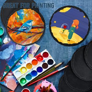 Juego <span class=keywords><strong>de</strong></span> posavasos redondos personalizados <span class=keywords><strong>de</strong></span> 10 cm (4 pulgadas) <span class=keywords><strong>de</strong></span> piedra <span class=keywords><strong>de</strong></span> <span class=keywords><strong>pizarra</strong></span> negra con efecto mármol, impresos y en blanco, con soporte <span class=keywords><strong>de</strong></span> cuero para bebidas, venta al por mayor - Product Image 5