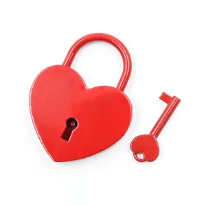 XMM-6034 Felice carino a forma di cuore lucchetto scheletro serratura a chiave per la cerimonia nuziale di san valentino regalo di giorno vario colore personalizzato logo pad lock