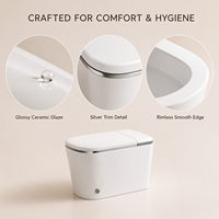 WC intelligent monobloc à chasse automatique par capteur, cuvette ronde, à poser au sol, avec télécommande
