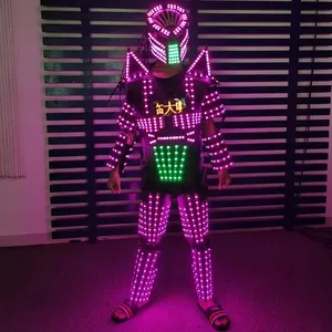 LEDスティルツウォーカーロボット主導パーティー主導ロボットコスチューム大人のステージ服ダンスパフォーマンスウェア用の発光コスチューム