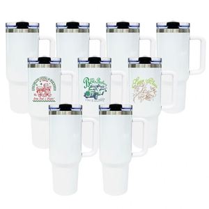 USA Warehouse RTS <b>40oz</b> White Blank Sublimation <b>Tumbler</b> <b>with</b> Removable Flip Straw Leak Proof Double Walled Stainless Steel - Product Image 1