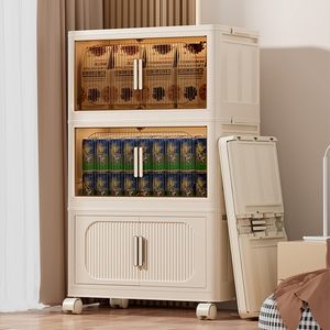 1-6 Layers Foldable <b>Plastic</b> <b>Storage</b> Dresser Cabinet <b>Drawer</b> Organizer for Bedroom Kitchen Living Room Standing Type Wheels - Product Image 3