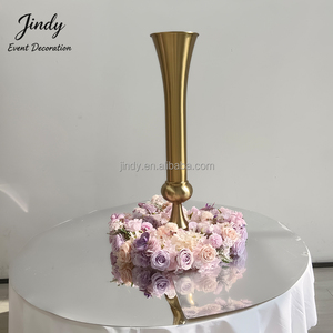 JINDY Wedding Table Centerpiece Decoration Tall Cylinder Metal Gold <strong>Vase</strong> <strong>Flower</strong> Stand With <strong>Flower</strong> Ball Bouquet - Product Image 3