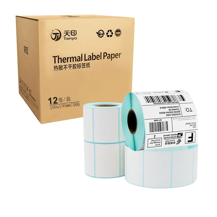 Oem Packaging Adhesive Paper Sticker 4" x 6" Direct Removable Waybill A6 Machinery Thermal Label