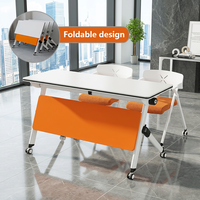 Ensemble bureau et chaise pliables pour la formation, mobilier de classe et de bureau avec roulettes, empilable, fournisseur en gros OEM ODM