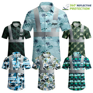 カスタムハワイアン高視認性ワークシャツ反射安全シャツ建設ビーチシャツ半袖<span class=keywords><strong>Hi</strong></span> <span class=keywords><strong>Vis</strong></span>ワークウェア - Product Image 1