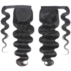 Queue de cheval à clipser en cheveux humains naturels noirs brésiliens vierges Remy Yaki Deep Wave pour femmes, style lisse - Product Image 1