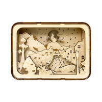 Kit de lampe en bois à sculpter soi-même éco-responsable « Voyage de la Sorcière » - Veilleuse artisanale en bois à assembler soi-même pour la décoration intérieure