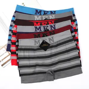 Toptan özel Logo Boxer kısa iç çamaşırı Polyester örgü Cuecas dikişsiz külot erkek Boxer külot