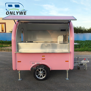 ONLYWE Remorque <span class=keywords><strong>de</strong></span> restauration rose entièrement équipée avec fenêtre <span class=keywords><strong>de</strong></span> service pour hot-dogs, hamburgers, café et glaces - Product Image 2