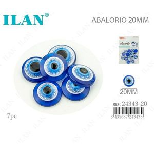 Ilan Abalorio Perline blu con occhio diabolico da 20 mm per la creazione di gioielli, 7 pezzi - Product Image 3