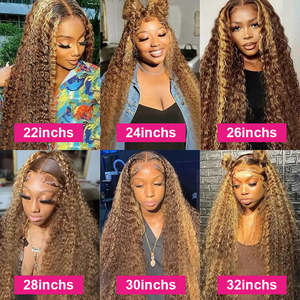 Perruque frontale en dentelle HD 13X4 13X6 avec mèches, vente en gros # Perruques en cheveux humains brésiliens vierges, couleur brun/<span class=keywords><strong>blond</strong></span>, cuticules alignées, 4/27 - Product Image 5